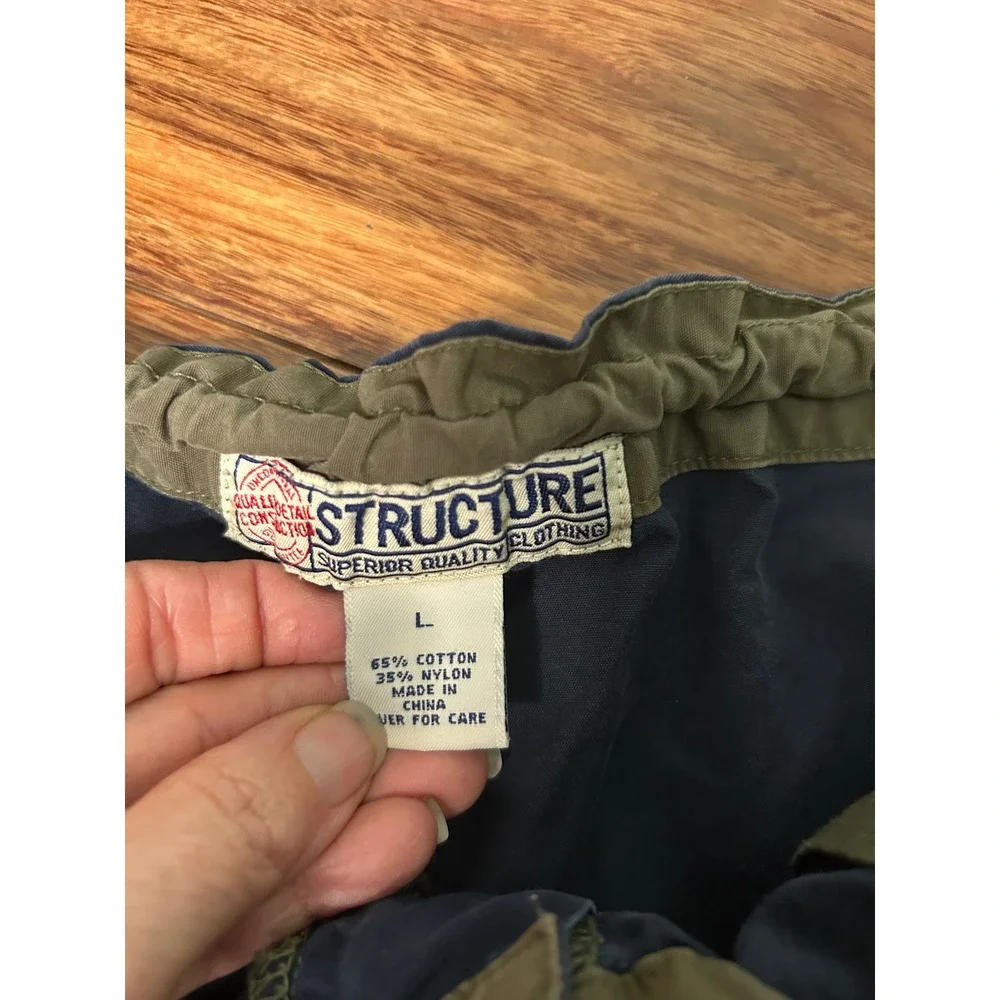 Structure Mens Vintage Navy Utility Pants Cotton Nylon Baggy grunge Gorpcore‎ L